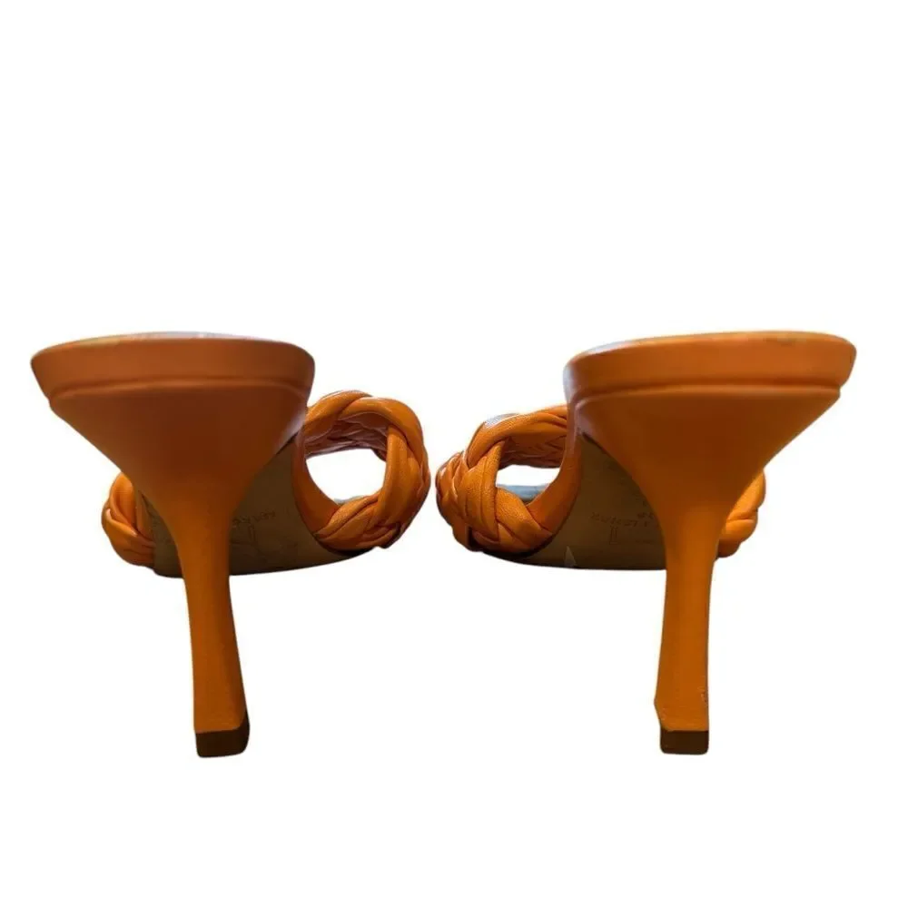 Revolve Marc Fisher Draya Orange Braided Leather Sandal Pump Mule Heels